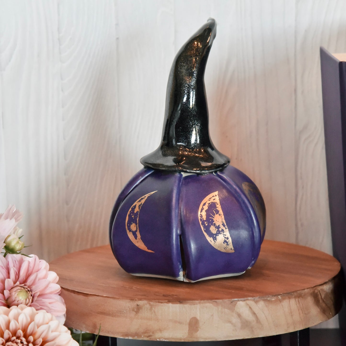 Witch Hat Pumpkin w/ Gold Lunar Phases