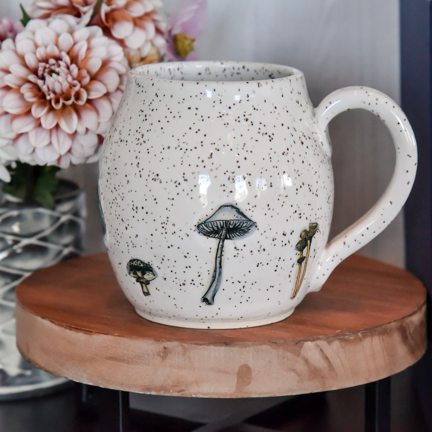 Mushroom Mug on White Speckle