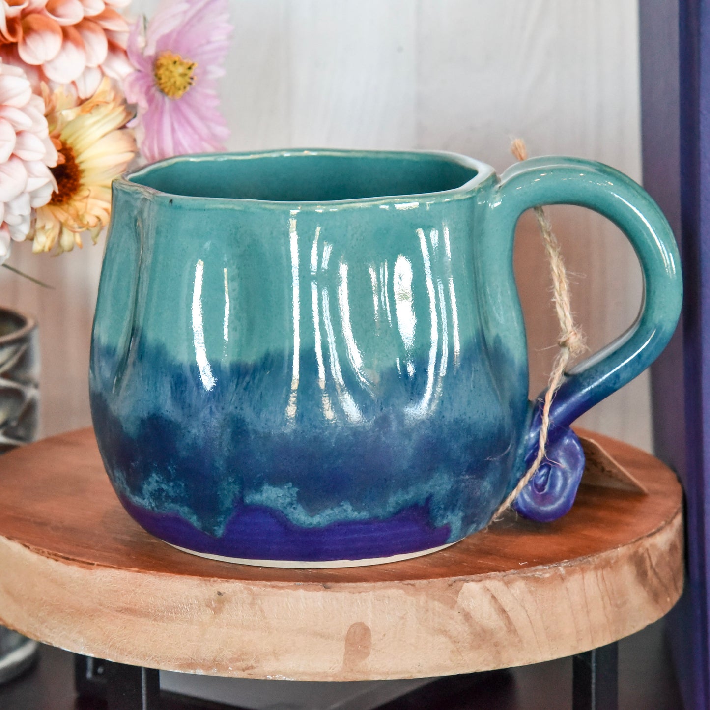 Pumpkin Shaped Mug in Teal & Purple