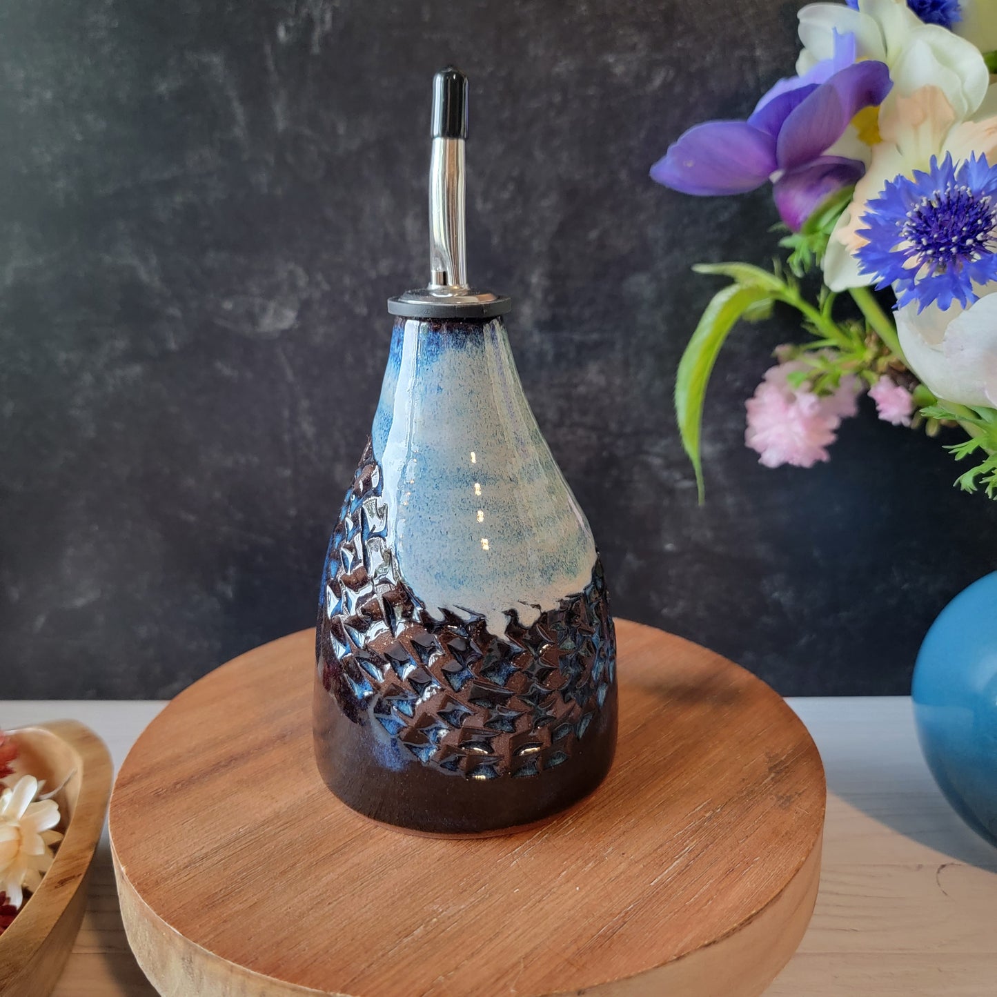 Oil Pour Bottle in Dragon Texture on Dusk
