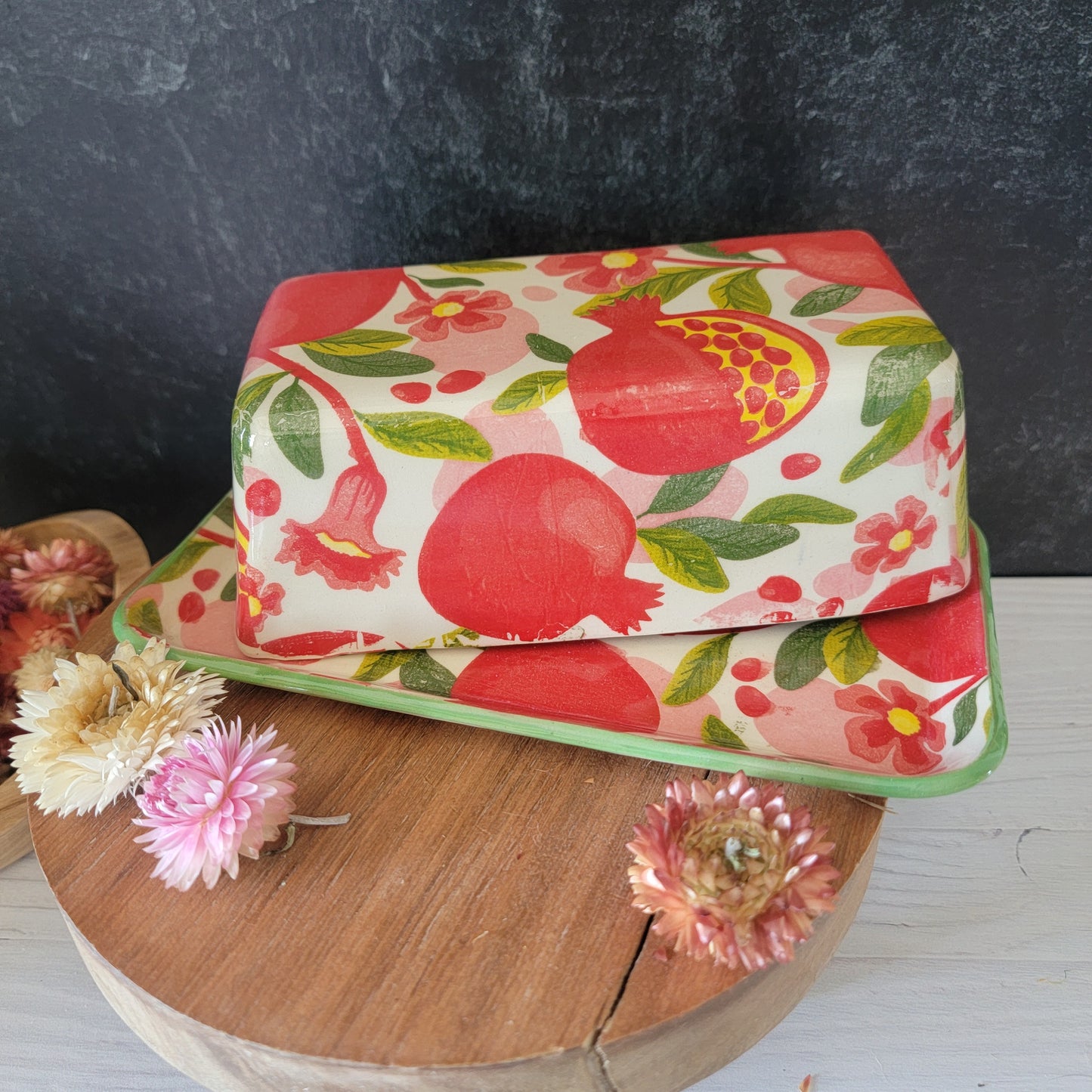 Butter Dish in Pomegranate