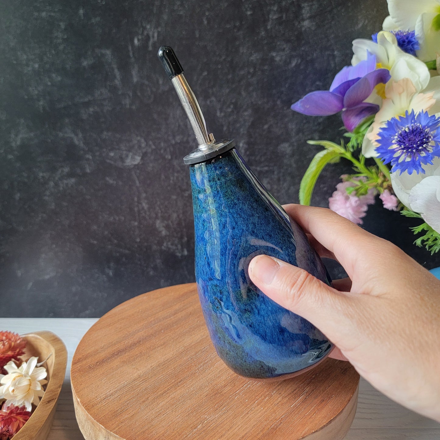Oil Pour Bottle in Blue-green