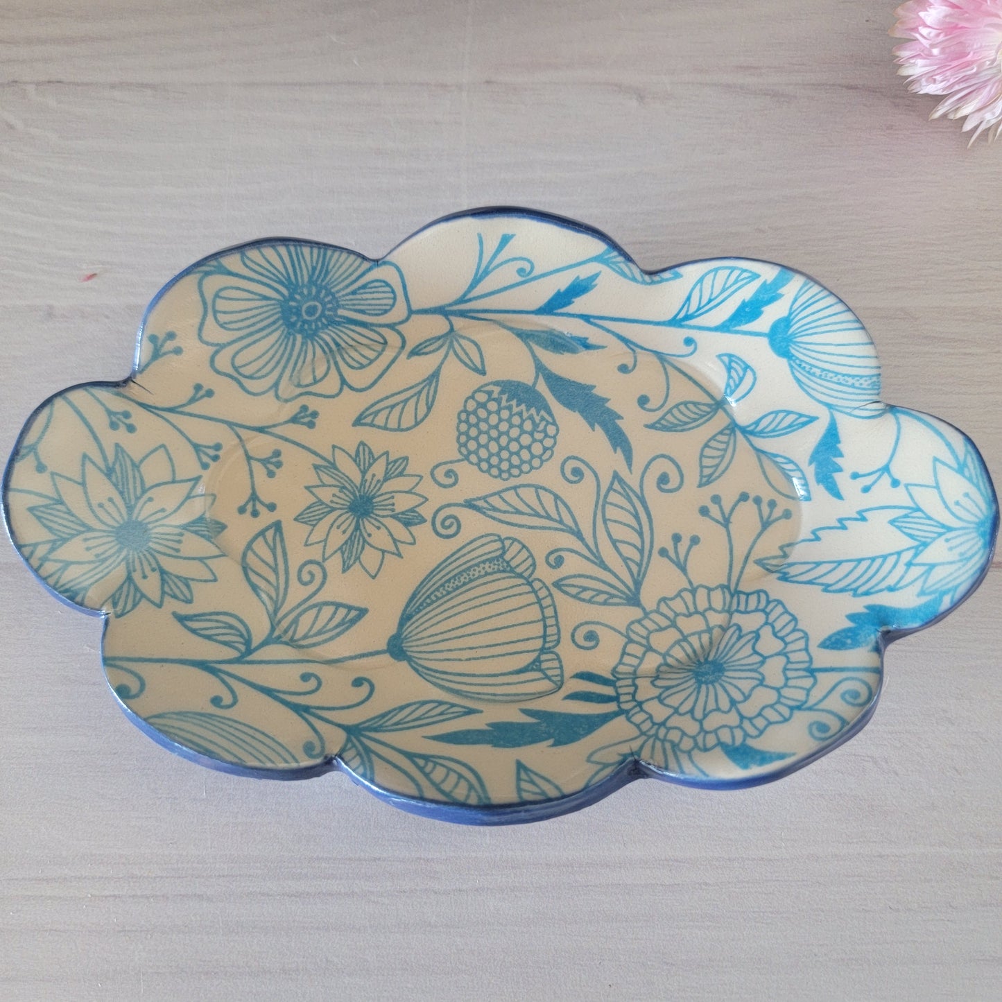 Small trinket tray in Blue floral