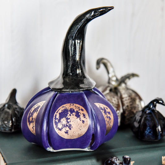 Witch Hat Pumpkin w/ Gold Lunar Phases