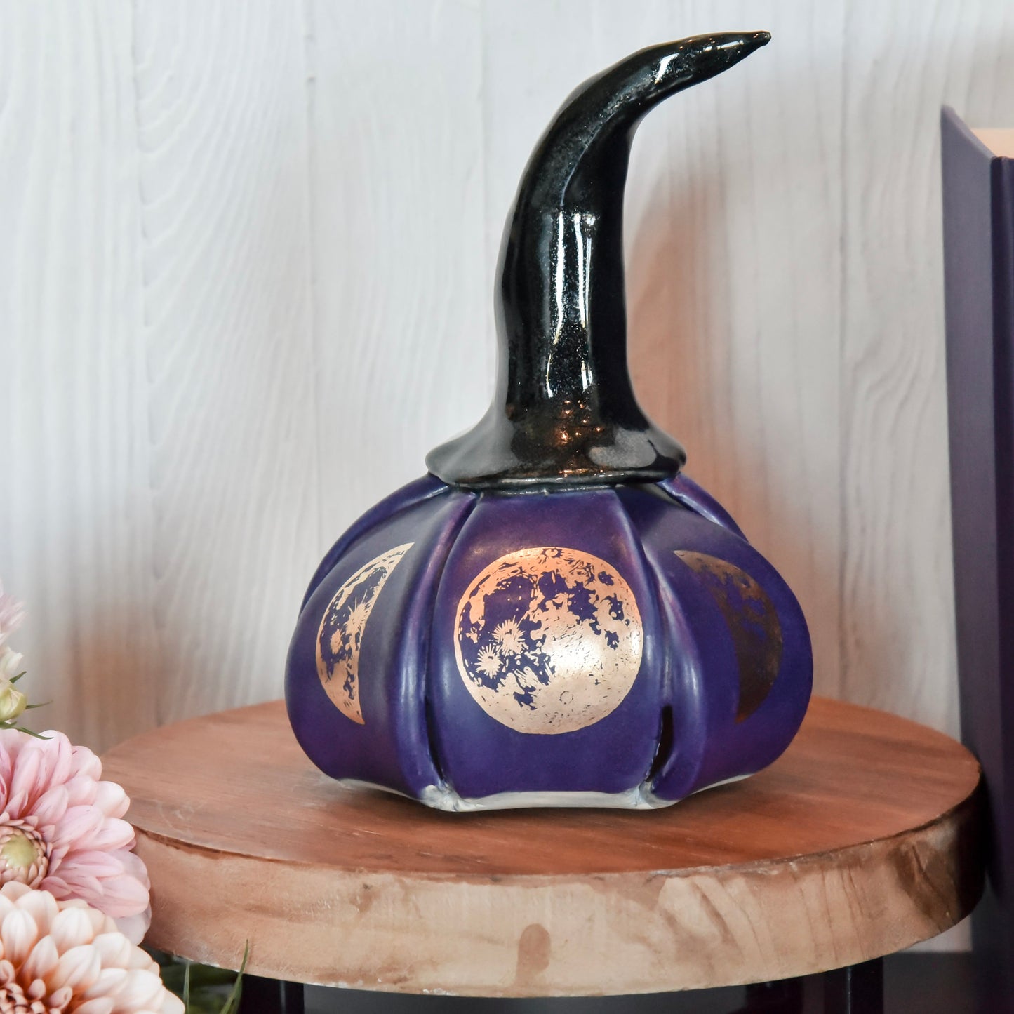 Witch Hat Pumpkin w/ Gold Lunar Phases