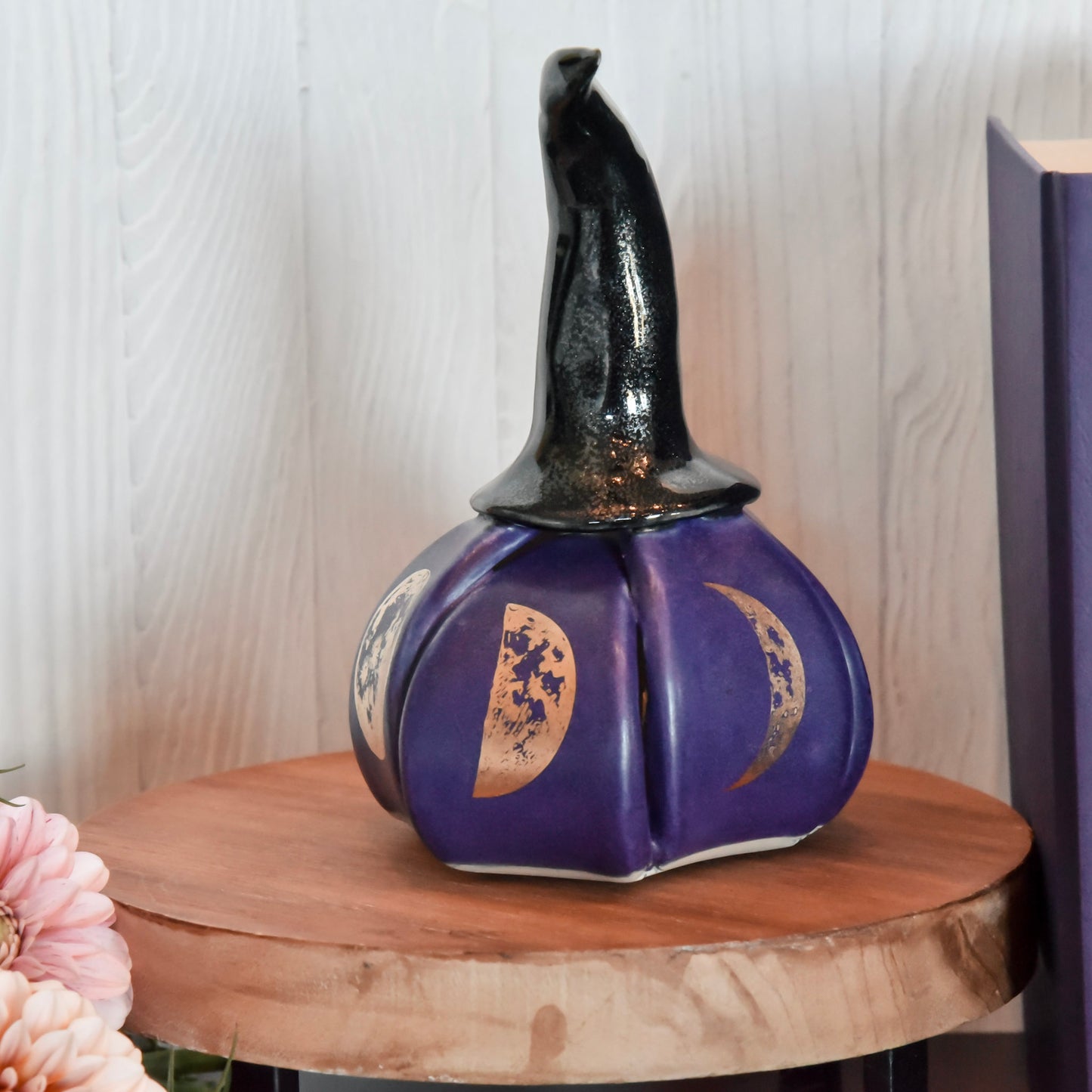Witch Hat Pumpkin w/ Gold Lunar Phases