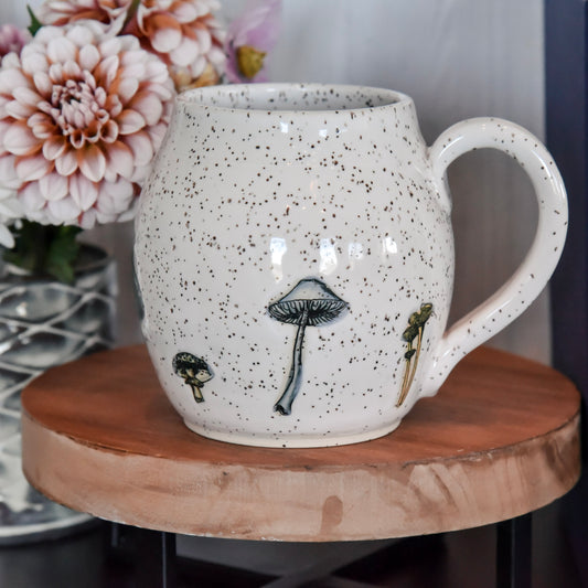 Mushroom Mug on White Speckle