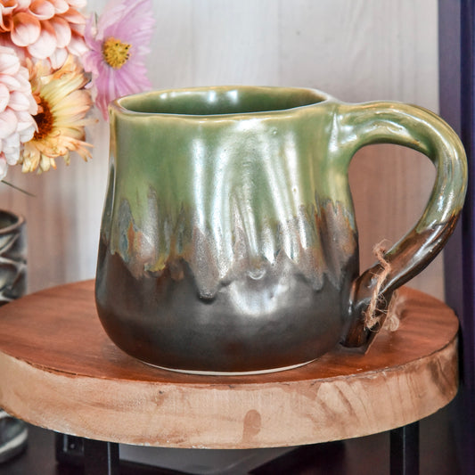 Pumpkin Shaped Mug - Green & Black Walnut
