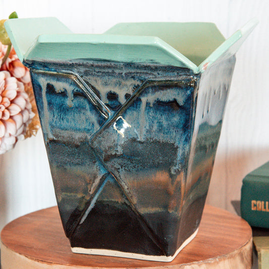Chinese Takeout Planter in Dark Blue