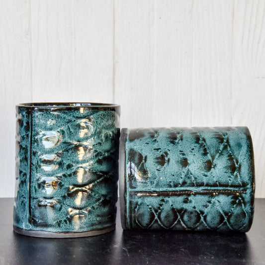 Cups in Teal with Diamond Texture