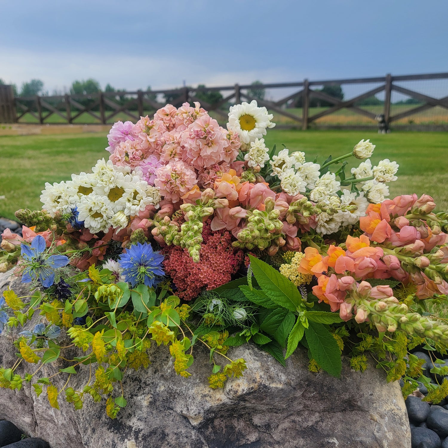 Stack of seasonal blooms