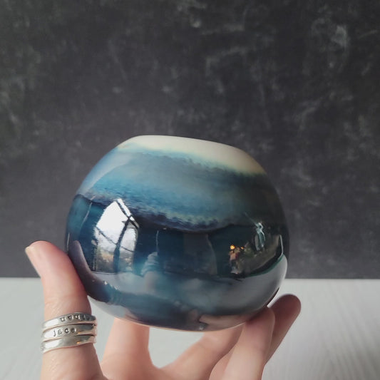 "Moon" Vase in Dark Tundra