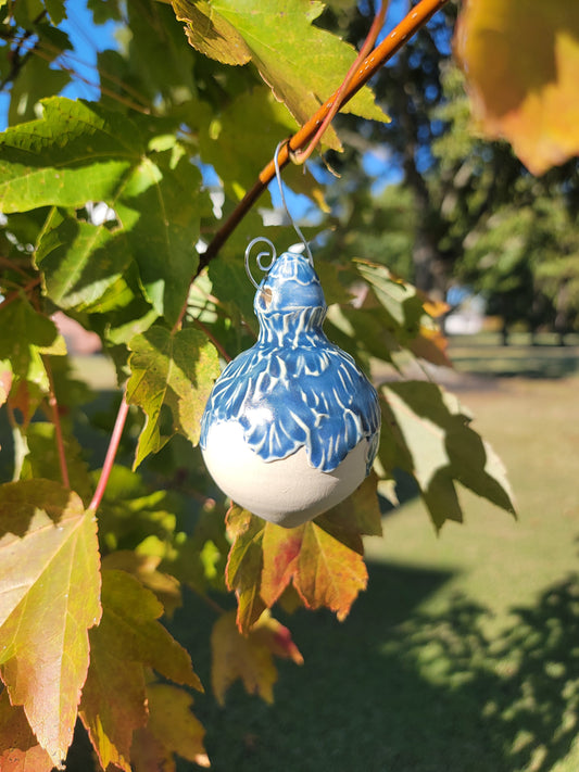 Wheel-thrown Ornament in Blue Round Shape