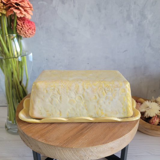Butter Dish in Honeycomb