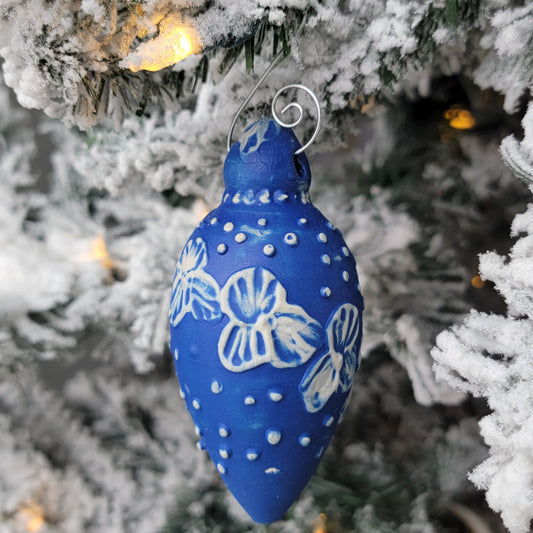 Wheel-thrown Ornament in Electric Blue #103