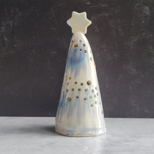 Tree luminary in white crystal