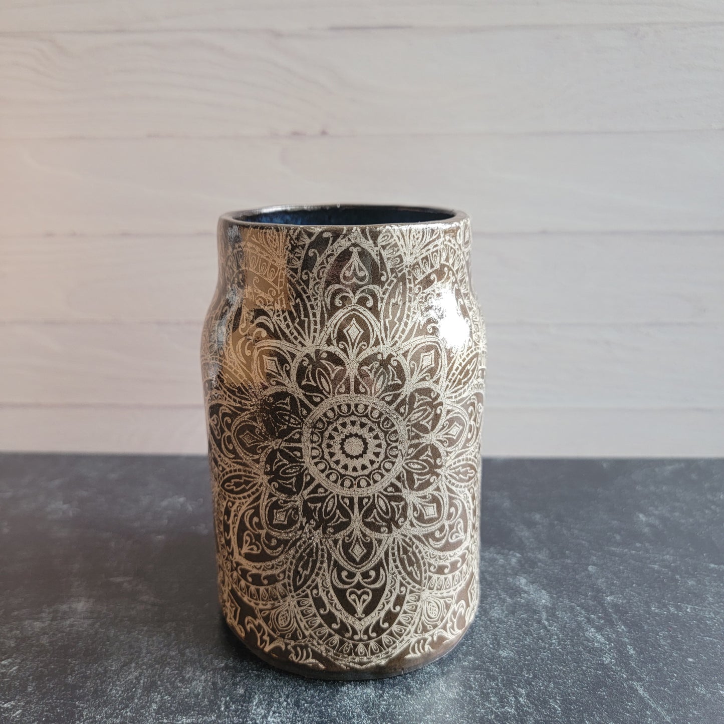 Mason Jar in White Mandala on Choc