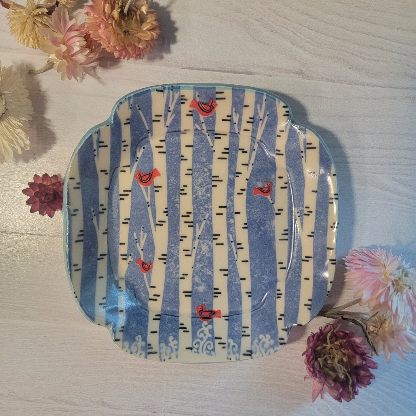 Small Trinket/Jewelry Tray in Blue Birch + Birds