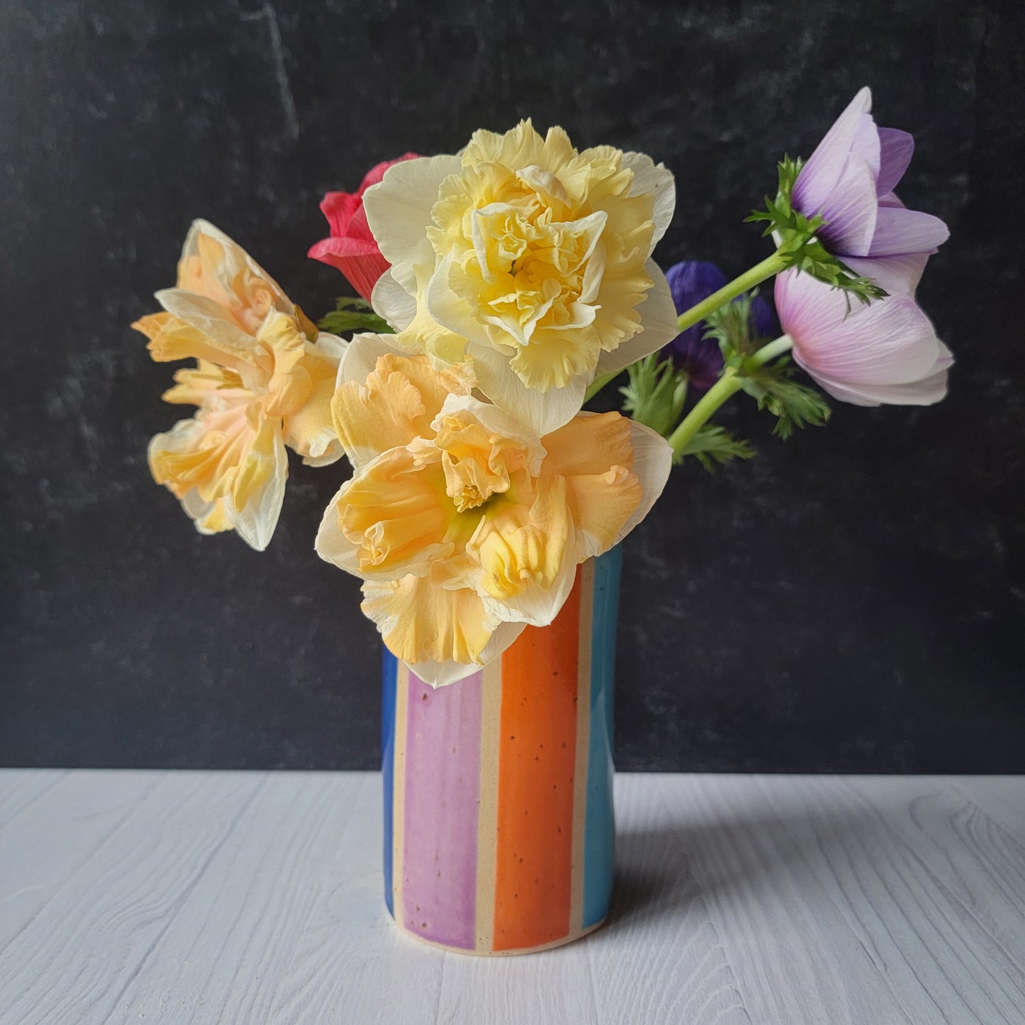 Floral Vase in multi-stripe