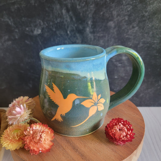Mug - Hummingbird on Blue/Green
