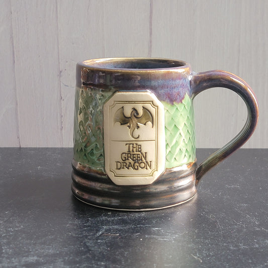 Green Dragon Mug - purple, jade & copper