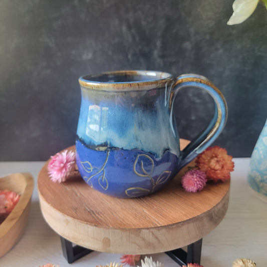 Mug in Blue Fog and Vines