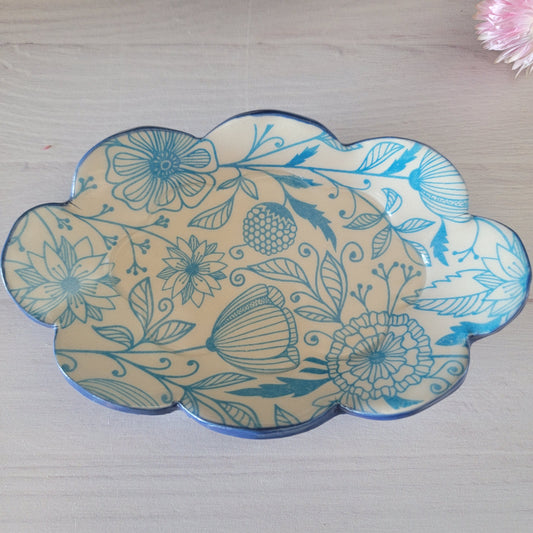 Small trinket tray in Blue floral