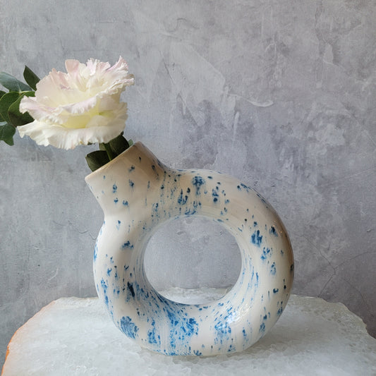 Donut Vase in Blue and White