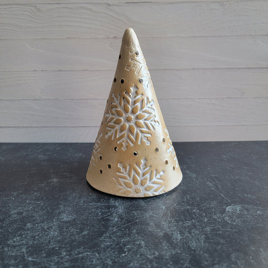 Tree Luminary (Buff and white Snowflake)