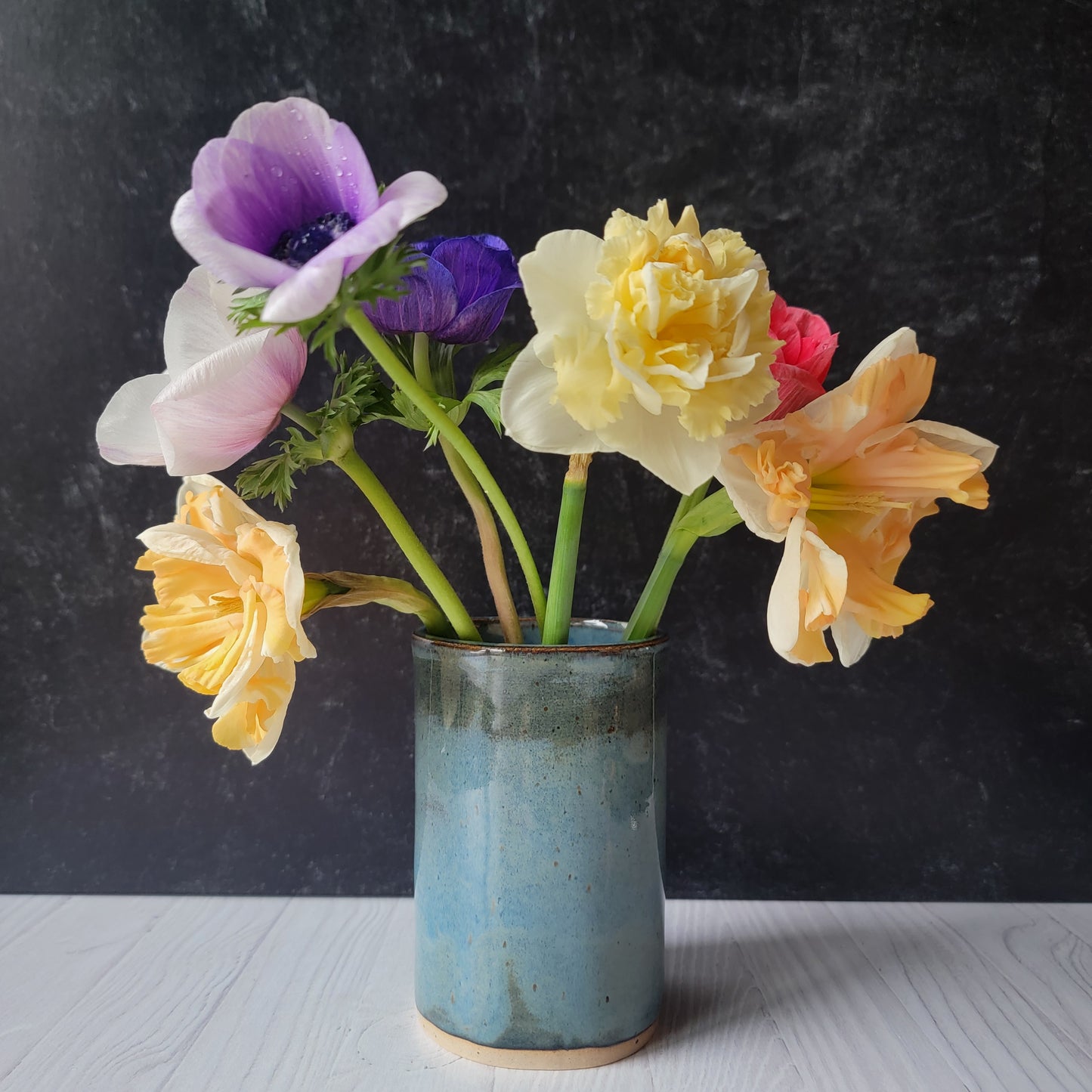 Floral Vase in Blue Denim