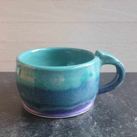Soup Mug in teal and purple