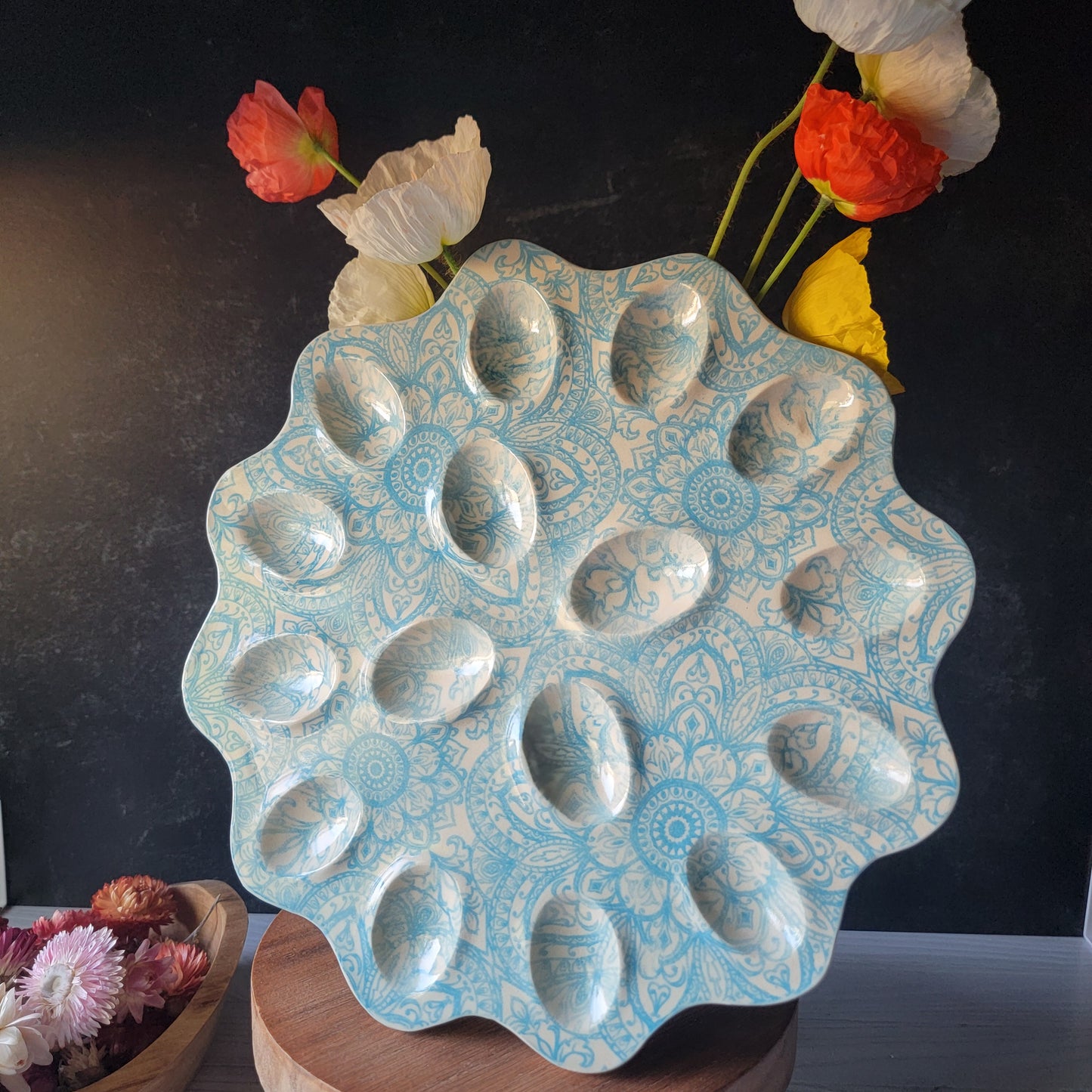 Deviled Egg Tray in Blue Mandala