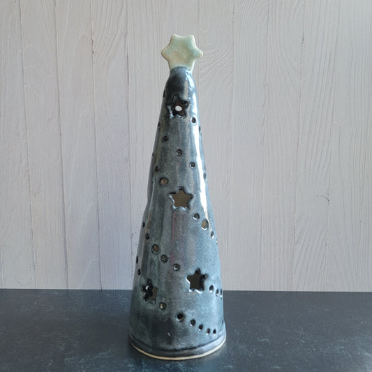 Tree luminary in dark crackle