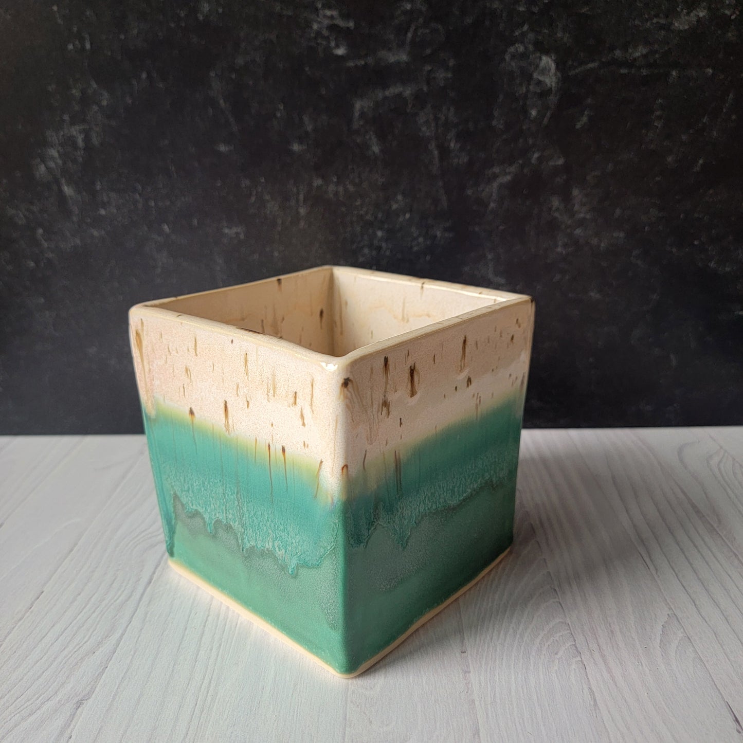 Vase/Planter in patina and birch