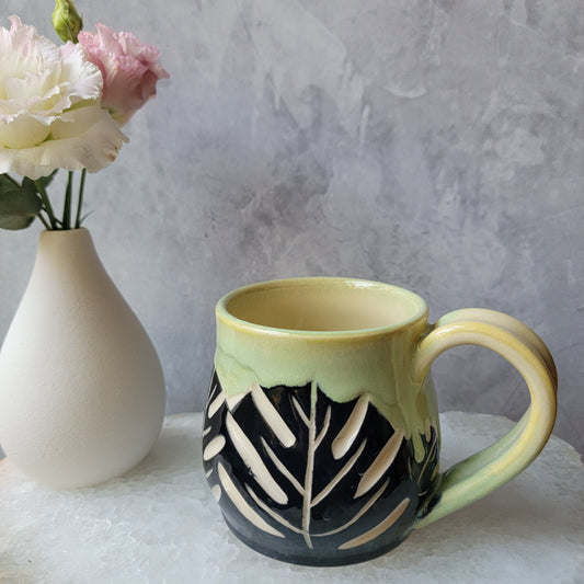 Mug in Carved Monstera Leaf