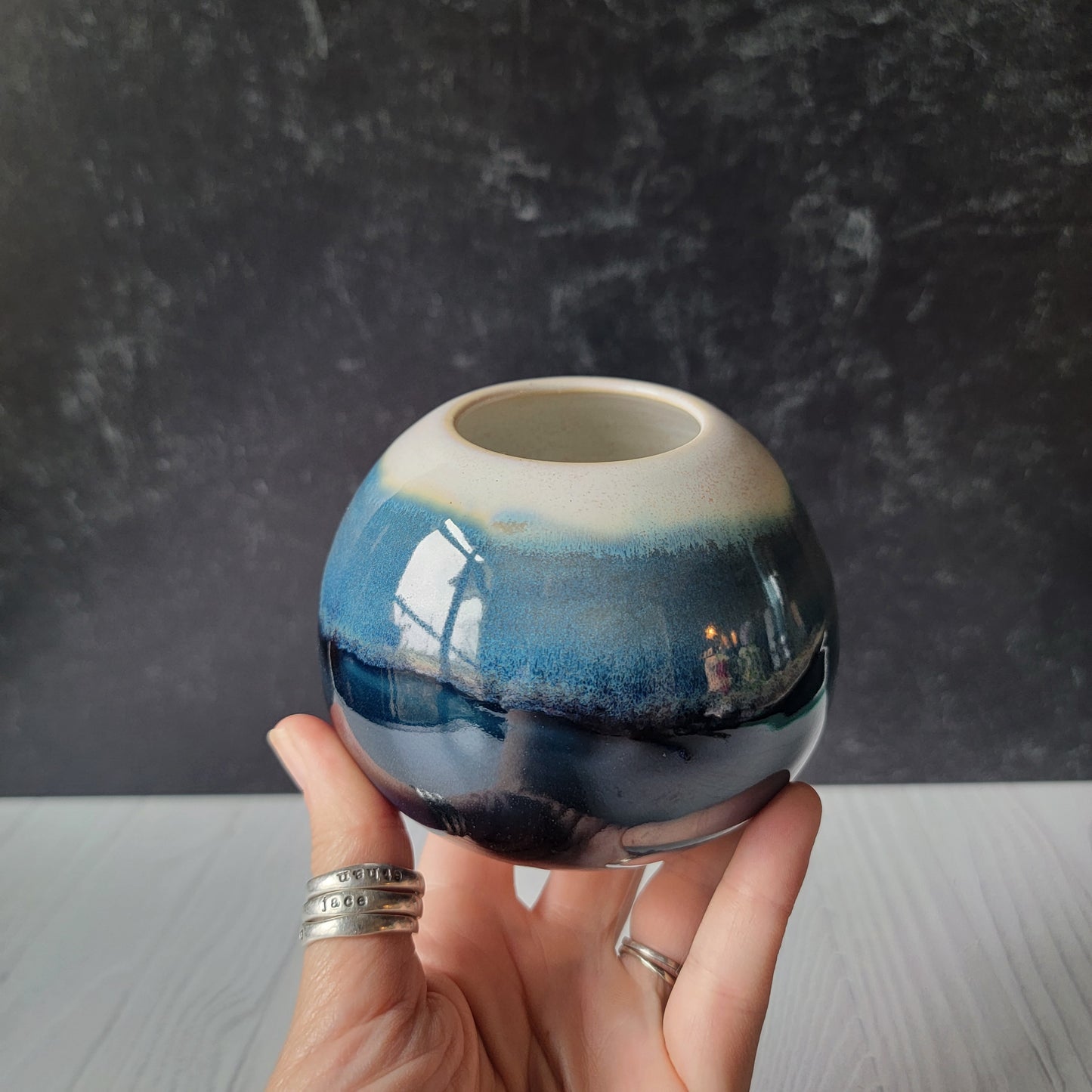 "Moon" Vase in Dark Tundra