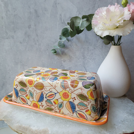 Butter Dish in Autumn Florals