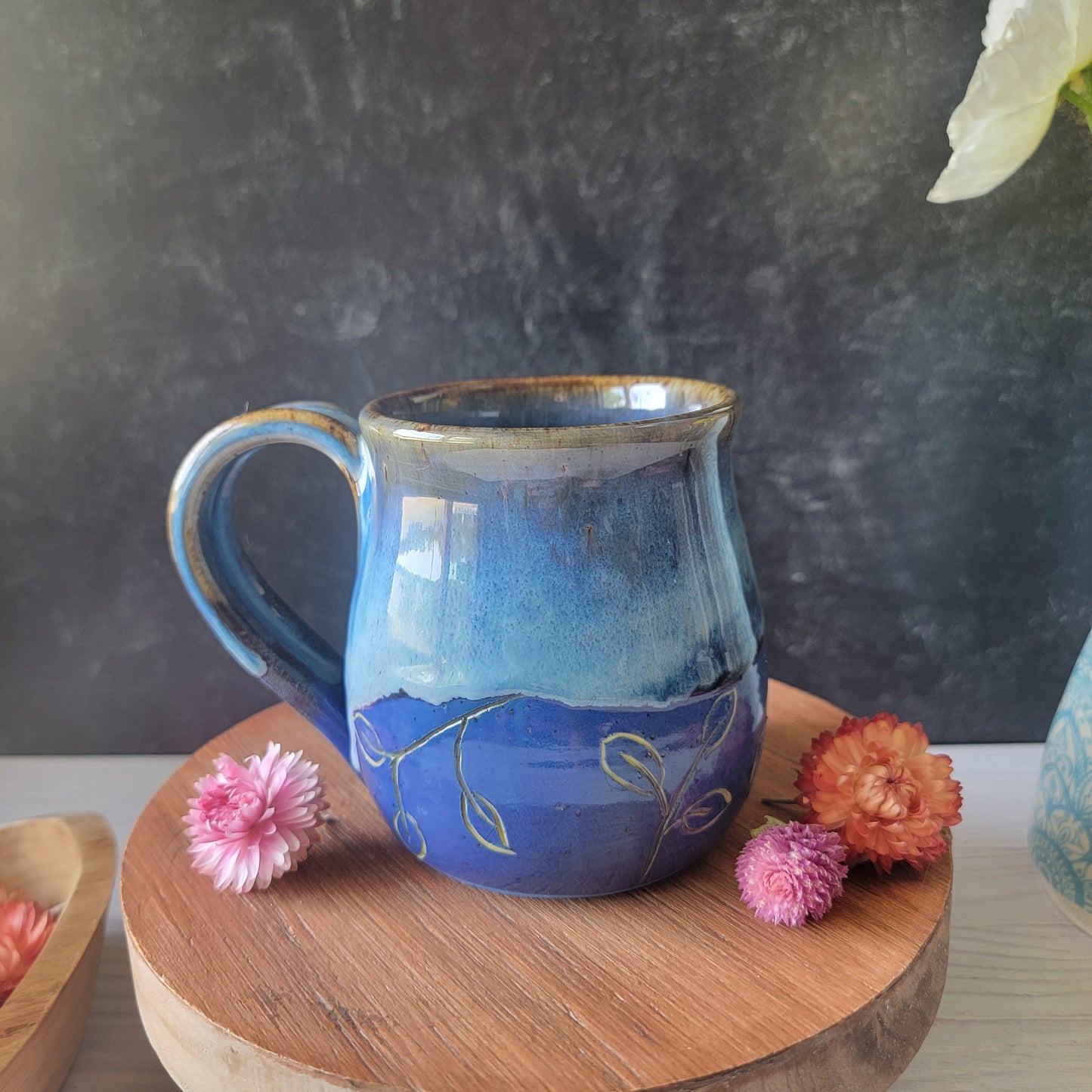 Mug in Blue Fog and Vines