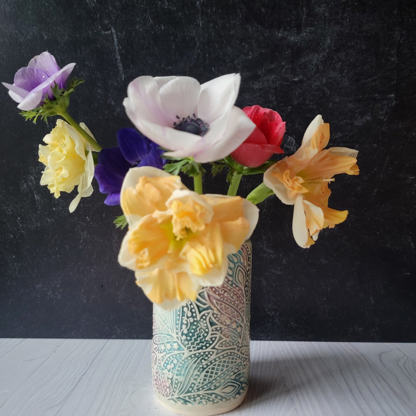 Floral Vase in Botanical Texture
